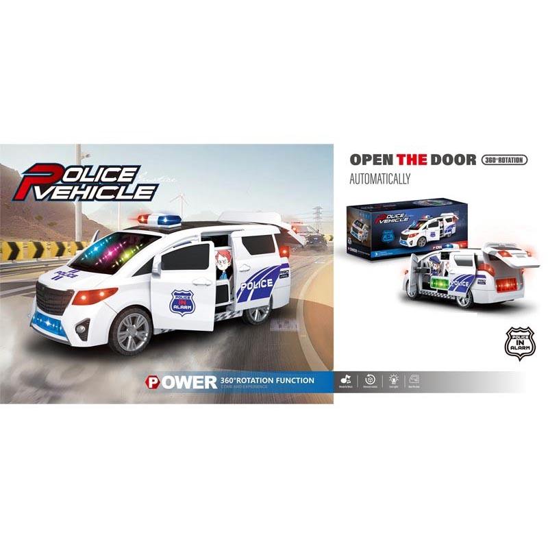 Deformation Car Model Kits Electric Universal Rotating Friction Police Car Toy for Kids with Music with Lighting