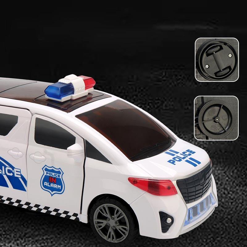 Deformation Car Model Kits Electric Universal Rotating Friction Police Car Toy for Kids with Music with Lighting